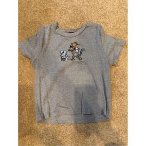 Forever 21 Women's Gray Itchy & Scratchy Show Short Sleeve T-Shirt Size Large